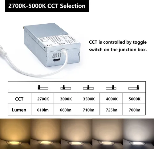 Miniatura 2 de POPANU Iluminación LED empotrable prémium de 4 pulgadas, 5 CCT, ajustable, regulable, empotrable, lámpara de techo con caja de conexiones