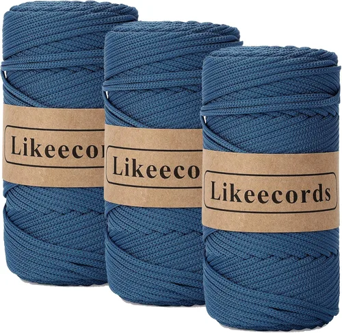 Miniatura 52 de Likeecords Cordón de macramé trenzado de poliéster de 0.157 in, 140 yardas/426 pies, hilo elástico para bolsa de ganchillo para manualidades, Verde