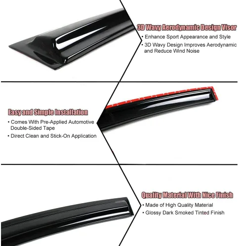 Viseras adhesivas de ventana compatibles con Honda Civic Coupe 2012-2015 serie 2 puertas, deflector de ventana, protector de lluvia ahumado (2
