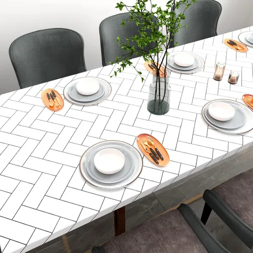 Miniatura 3 de Papel tapiz geométrico de espiga para despegar y pegar, papel tapiz moderno, papel tapiz geométrico en blanco y negro con ladrillo de espiga
