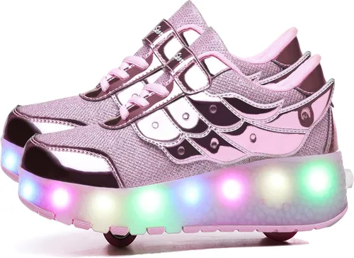 Miniatura 8 de AIkuass Zapatos con ruedas LED y USB recargables, zapatillas de patinaje con luces para niños y niñas