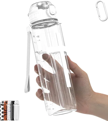 Miniatura 17 de MYFOREST Botella de agua deportiva de 32 onzas (1 litro) con tapa con pico de apertura rápida, popote 2 en 1, a prueba de fugas, apta