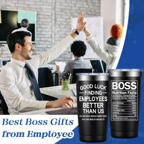 Miniatura 3 de BIRGILT Vaso de 20 onzas con texto en inglés "Best Boss Going Aways", regalos divertidos para jefes para salir de la oficina, despedida, despedida