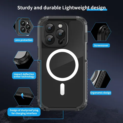 Miniatura 6 de FW - Funda de metal para iPhone 15 Pro, compatible con MagSafe, funda para iPhone 15 Pro, marco de metal de aluminio, cuerpo completo, resistente