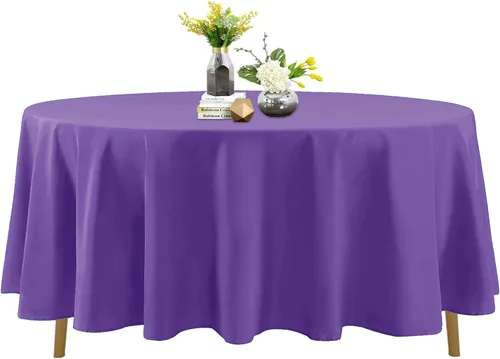 Miniatura 121 de Mantel de poliéster lavable de 90 pulgadas, resistente a las manchas y a las arrugas, mantel decorativo para mesa de comedor, fiestas de bufé y Negro