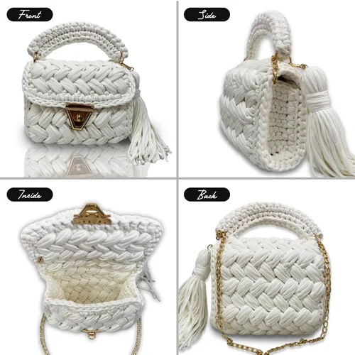 Miniatura 2 de CHQEL Bolso de noche tipo clutch para mujer, bolso de fiesta de boda hecho a mano con crochet, pequeño bolso cruzado formal con solapa para la noche