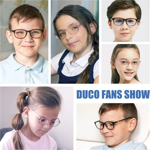 Miniatura 7 de DUCO Lentes de luz azul para niños, niñas, niños, videojuegos, computadora, TV, teléfono, anteojos falsos para niños de 6 a 10 años, anti luz azul