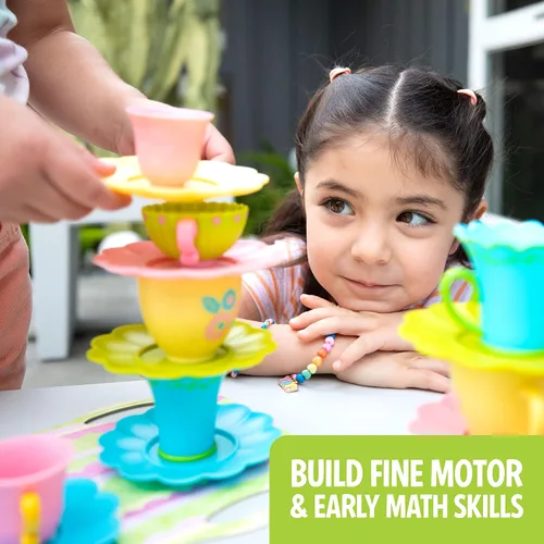 Miniatura 3 de Educational Insights ¡Teacup Pile-Up! Juego de relevos, juego de mesa preescolar, rellenos para canasta de Pascua para niños, regalo para niños de 4