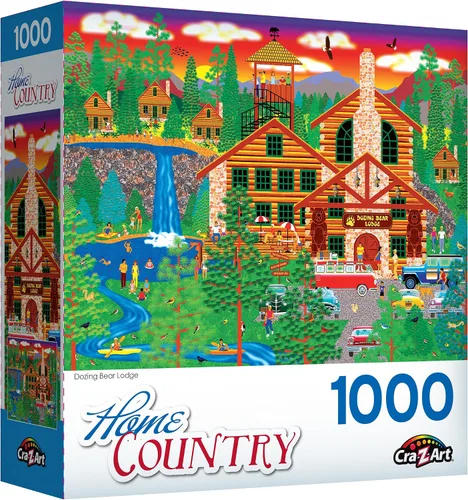 Miniatura 2 de RoseArt - Home Country - Dozing Bear Lodge - Rompecabezas de 1000 piezas para adultos