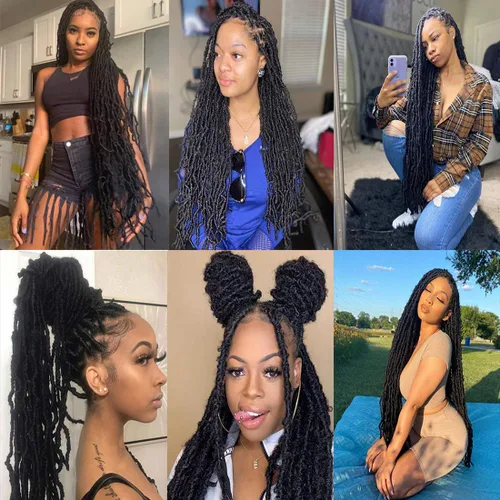 Miniatura 5 de 6 paquetes de pelo sintético suave de 36 pulgadas, pelo súper largo de la diosa, rastas tejidas a ganchillo natural, previamente rizado, trenzado