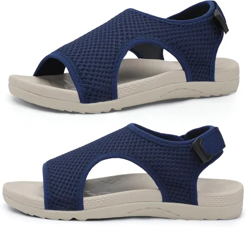 Miniatura 13 de XIHALOOK Sandalias ortopédicas para caminar para mujer con ganchos ajustables, puntera abierta, sandalias deportivas de punto transpirable