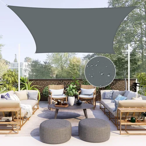 Neween Toldo rectangular impermeable con bloqueo UV para patio y jardín al aire libre (6.5 x 13 pies, gris)