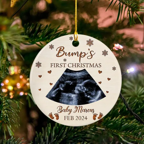 Miniatura 3 de Agregar foto Adorno de cerámica de la primera Navidad del bebé 2025, imagen personalizada del primer árbol de adorno de Navidad del bebé, adorno