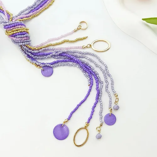 Miniatura 5 de COIRIS - Collar largo con cuentas de semillas, 10 collares largos con nudo de corbata para mujeres y niñas