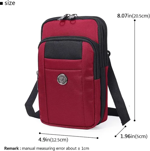 Miniatura 2 de Senient Wolf - Bolsa cruzada multifuncional de nailon impermeable para teléfono, pequeña bolsa de cintura de un hombro, cartera para pasaporte