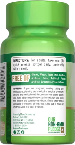 Miniatura 7 de Nature's Truth Cápsulas blandas de vitamina E de 400 UI 268 mg 100 unidades Suplemento sin OMG y sin gluten