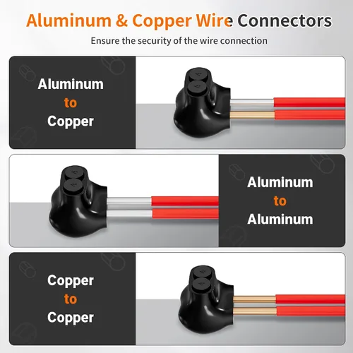 Miniatura 4 de Joinfworld Conector de múltiples derivaciones aislado de 2 puertos, conectores de cable de aluminio a cobre, 4-14AWG de entrada de un solo lado