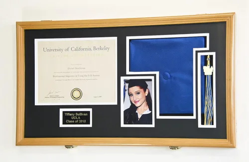 Miniatura 25 de Marco de diploma de graduación personalizado con borla, tapa de fotos grabado, vitrina para certificado de 11 x 8.5 pulgadas con colores Acabado
