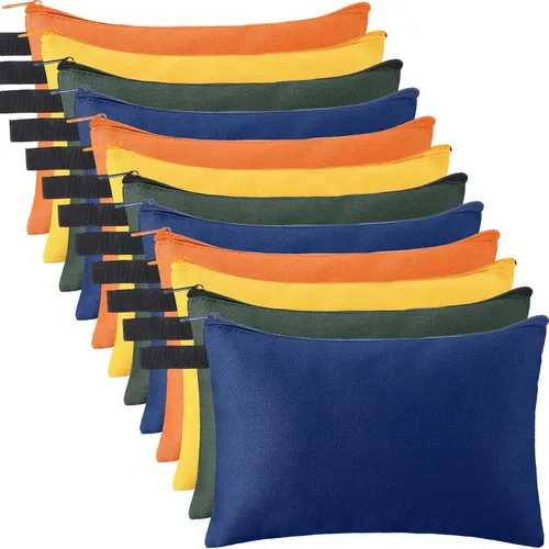 Miniatura 9 de Eccliy 12 bolsas de herramientas de lona con cremallera de 16 onzas, bolsa de utilidad resistente, organizador de almacenamiento multiusos de 11.8 x