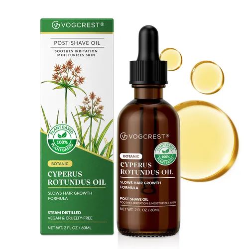 VG VOGCREST Aceite Cyperus Rotundus: Aceite para después del afeitado para rostro y cuerpo - Inhibidor natural del crecimiento del cabello ayuda a
