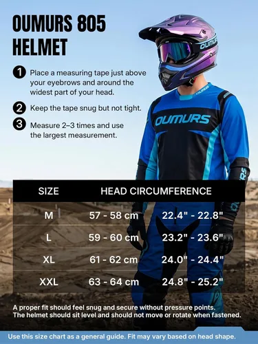 Miniatura 9 de OUMURS DOT Adult ATV Dirt Bike Helmet with Goggles Gloves & Mask Adjustable Sun Visor Motorcycle Adults Helmet Off-Road Motocross Downhill Moped MX