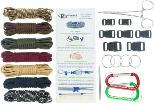 Miniatura 8 de Pulsera y kit de proyecto de paracaídas – 550 cuerdas de paracaídas, hebillas, mosquetones, llaveros