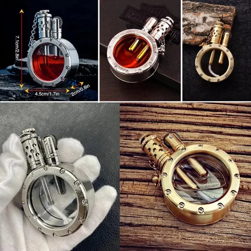 Miniatura 3 de Encendedor de queroseno transparente retro, encendedor de queroseno steampunk con diseño creativo de botella transparente, encendedor de encendido