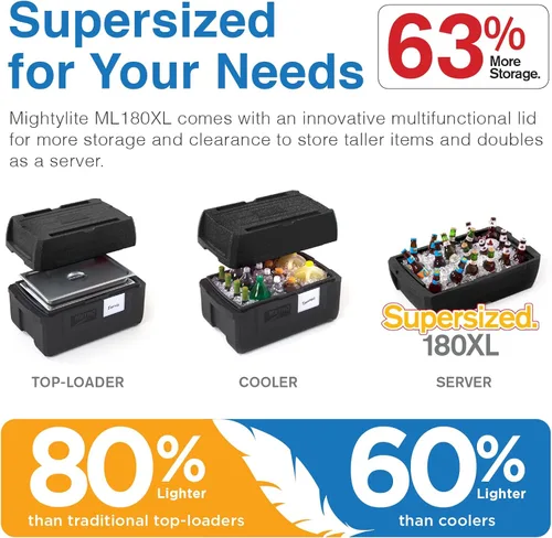 Miniatura 4 de Metro Mightylite ML180XL Transportador de Alimentos Aislado de Carga Superior - Transportador de Bandejas Multipropósito de Grado Profesional, Negro