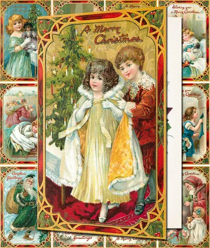 Miniatura 7 de PIXILUV Tarjetas de Navidad con Nieve Navideñas 12 Tarjetas Grandes ~ Navidad Blanca con Familia ~ Tarjetas Postales Navideñas Vintage Reimpresión
