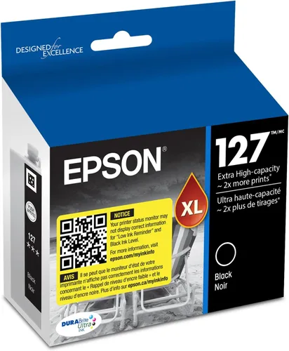 EPSON 127 DURABrite Ultra Tinta Negra Cartucho para NX-530, NX-625, WF-3520, WF-3530, WF-3540, WF-545, WF-60, WF-630, WF-633, WF-635, WF-645,