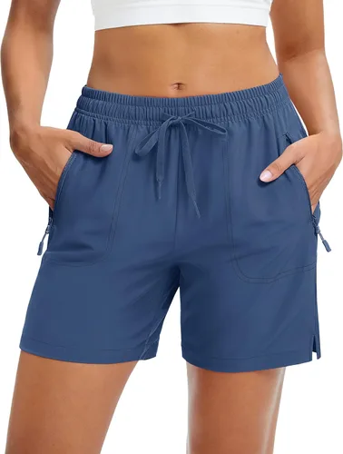 Miniatura 9 de MAGCOMSEN Pantalones cortos de senderismo para mujer de 5 pulgadas, UPF 50+, de secado rápido, ligeros, atléticos, para correr, golf, verano