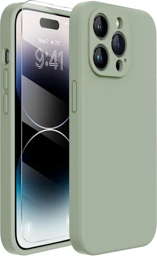 Miniatura 262 de Miracase Funda diseñada para iPhone 13, con protector de pantalla de vidrio templado, forro de microfibra suave antiarañazos, funda de goma