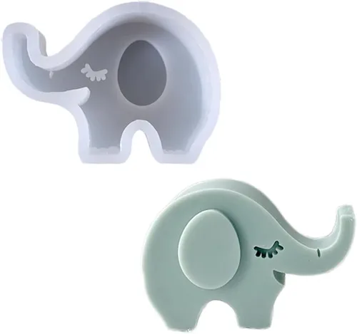 Molde de silicona Freshie para automóvil con forma cerrada de elefante con ojos para hacer jabón con perlas aromáticas para automóvil, colgante,
