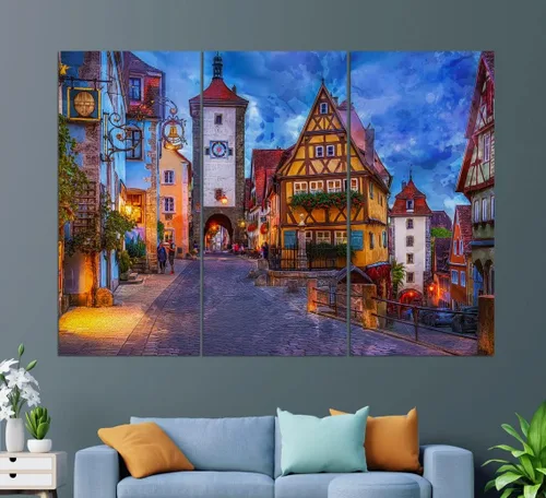 Miniatura 2 de Impresión en lienzo de Rothenburg, pintura de Rothenburg, arte de pared de Rothenburg, arte de lienzo de Alemania