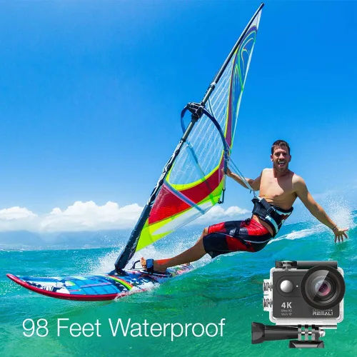 Miniatura 4 de REMALI CaptureCam 4K Ultra HD y 12MP - Kit de cámara de acción deportiva impermeable con funda de transporte, 3 baterías, cargador de batería doble