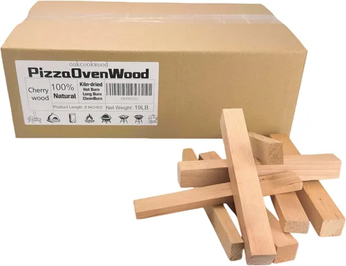 Horno de pizza de 19 libras, madera de cerezo secada al horno, de 8 pulgadas, mini troncos de cocción sin corteza para hornos de pizza, parrillas y