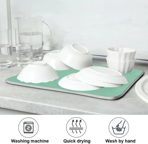 Miniatura 7 de Tapete de secado de platos grande verde salvia, extra grande para platos, accesorios de cocina, mostrador, almohadilla escurridor de platos