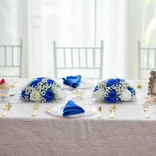 Miniatura 2 de BLOSMON Bolas de Flores Falsas Centros de Mesa de Boda 2 Piezas Rosa Azul Real Aliento de Bebé Flores Artificiales Piezas Centrales Decoración