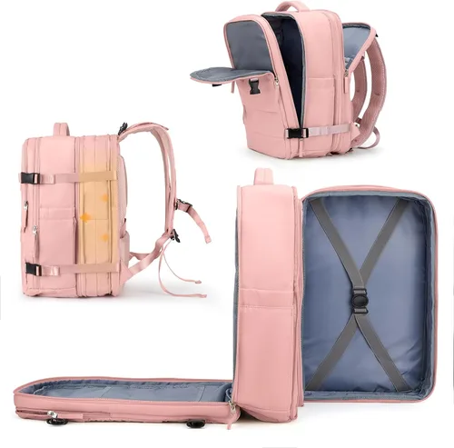 Miniatura 57 de coowoz Mochila grande de viaje para mujeres y hombres, mochila de transporte, mochila para senderismo impermeable, mochila deportiva para Rosa