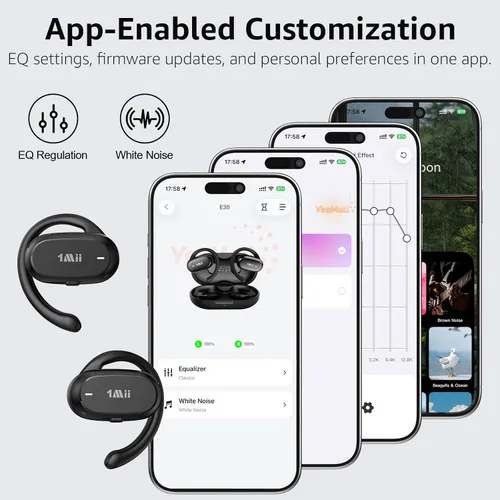 Miniatura 6 de 1Mii Auriculares E35 de oreja abierta, auriculares Bluetooth 6.0 verdaderamente inalámbricos, ganchos ajustables para todas las formas de oído