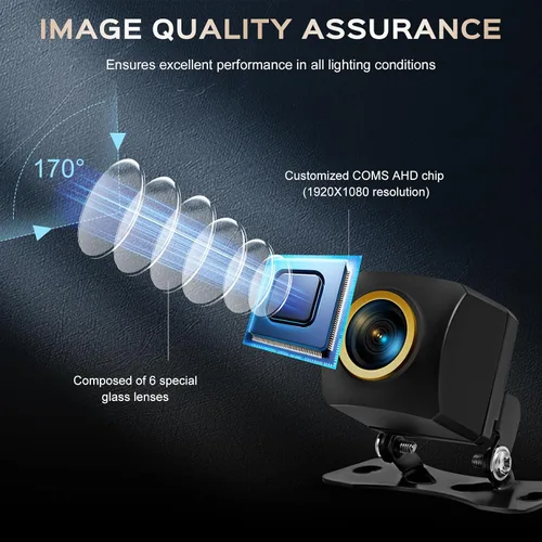 Miniatura 2 de Cámara de respaldo - AHD 1080P de metal, cámara trasera de visión trasera de 170 grados de ángulo amplio para autos, camiones, SUV y RVs