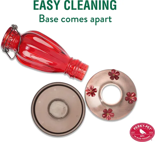 Miniatura 4 de Vasija clásica de vidrio alimentadora de colibríes Perky Pet Daisy , Rojo