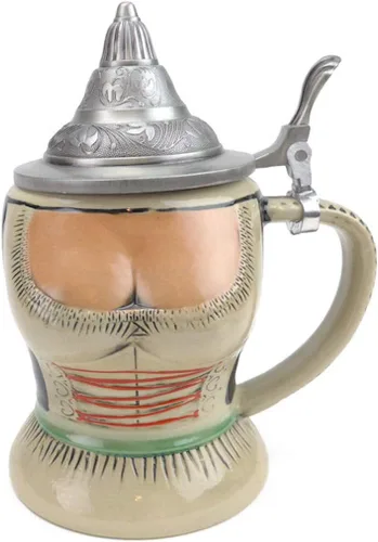 Jarra de cerveza alemana con tapa de 0.55 L – Par de jarras de cerveza alemana Dirndl Oktoberfest – Taza de cerveza alemana pintada a mano | Jarra