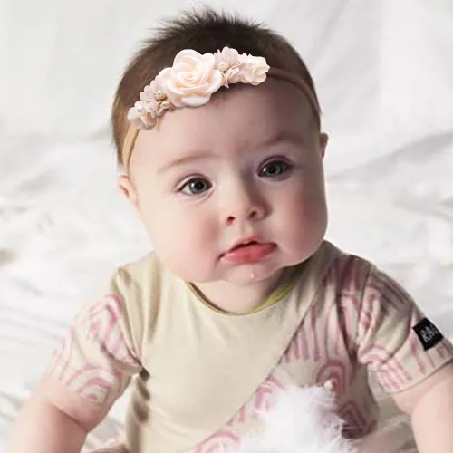 Miniatura 2 de FGSS Diademas florales con corona de flores para bebés y niñas, bandas elásticas de nailon para recién nacidos, accesorios para el cabello, paquete