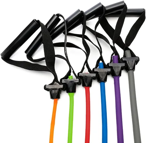 Miniatura 4 de Power Systems Versa Tube Plus Resistance Bands with Handles 48" Exercise Tubing, Multiple Resistance Levels for Strength Training, Home Gym