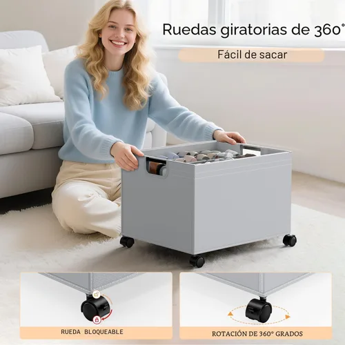 Miniatura 3 de HOUSE AGAIN Organizador de zapatos para armario, cajas de almacenamiento de zapatos con ruedas de 360°, marco de metal resistente que se adapta a