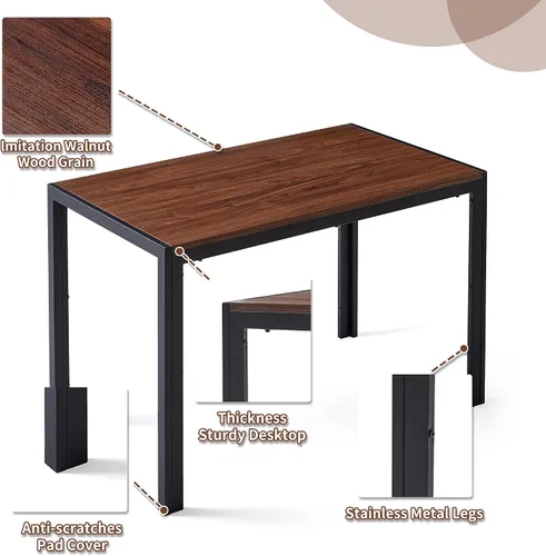 Miniatura 9 de Juego de mesa de comedor para 4, juego de mesa y sillas de comedor de cocina moderna de mediados de siglo, juego de comedor de 5 piezas para sala