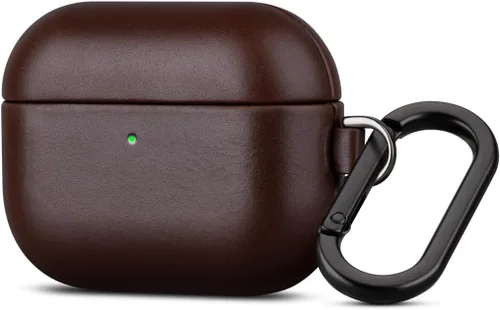 Miniatura 12 de Haobobro Funda de piel para AirPods Pro 3, piel seleccionada respetuosa con la piel, con textura de fibra de carbono, hecha a mano, funda rígida