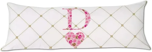 Miniatura 15 de Funda de almohada corporal con monograma del alfabeto y corazón, estampado de leopardo rosa, letra H, almohadas para dormir, funda de almohada larga