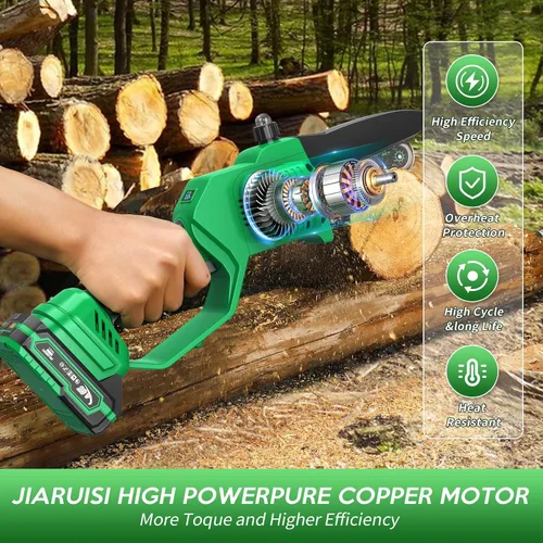 Miniatura 4 de Mini motosierra eléctrica portátil de 6 pulgadas inalámbrica con 2 baterías y un estuche de transporte, de mano para ramas de árbol, patio, hogar